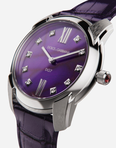 Dolce & Gabbana DG7 watch in steel with sugilite and diamonds outlook