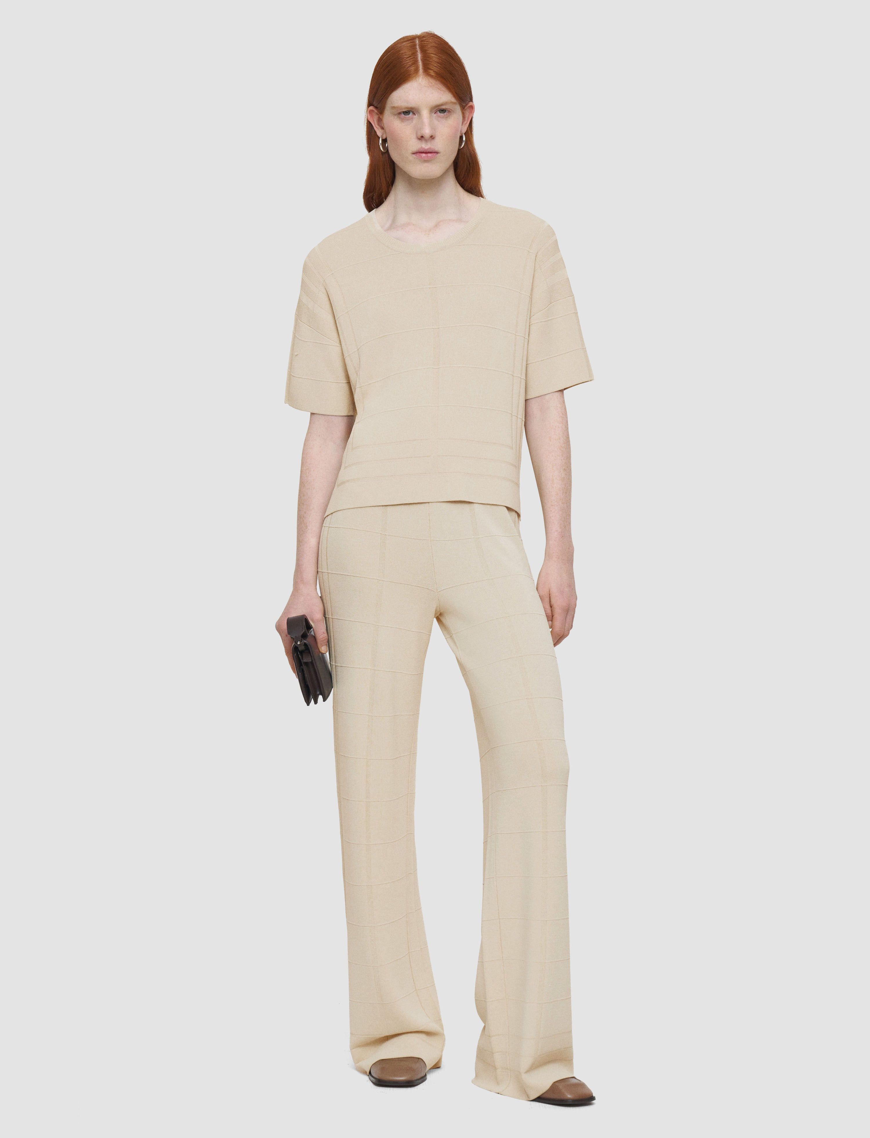 Viscose Grid Knit T-Shirt - 2