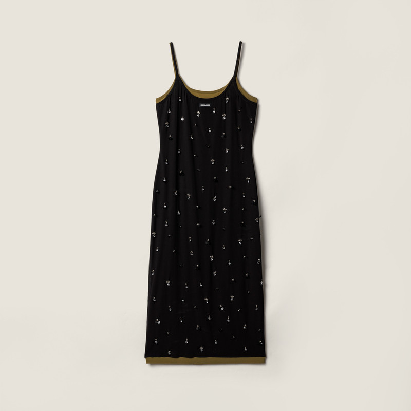 Embroidered stretch georgette dress 1