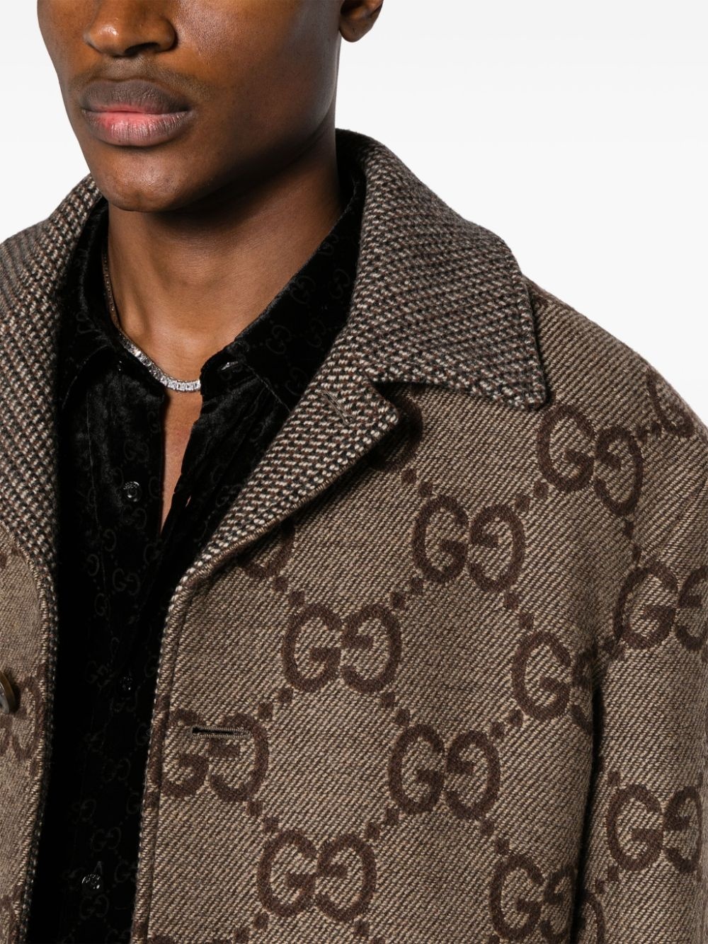 Maxi GG-jacquard wool jacket - 5