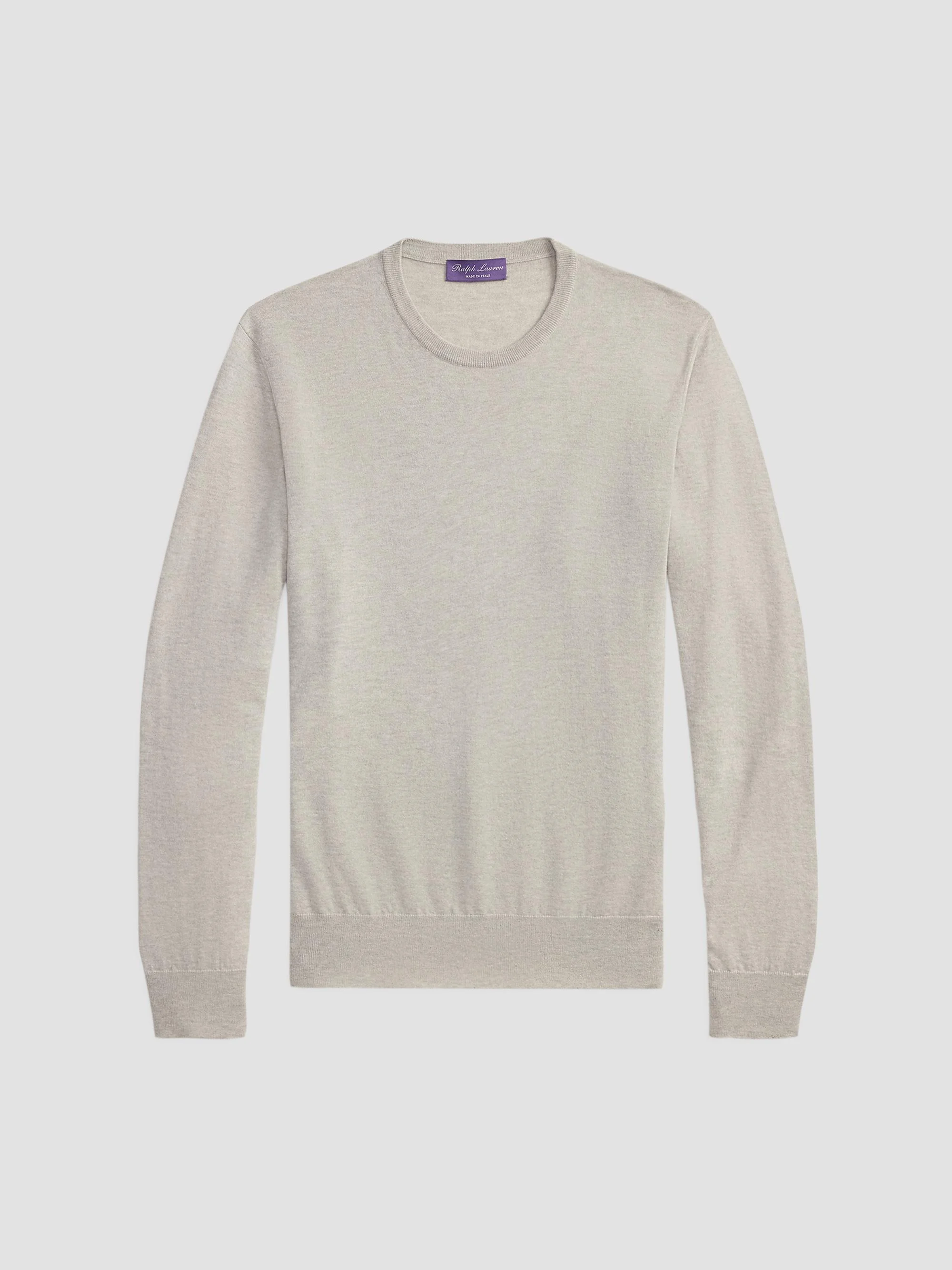 Men's Cashmere-Jersey Long-Sleeve Sweater - Pearl Grey Heather - 1