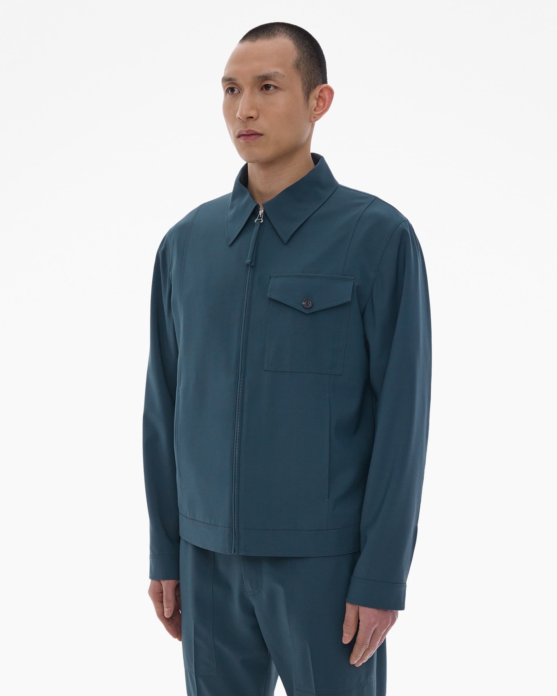 STRETCH WOOL TAILORED ZIP-UP JACKET - 5