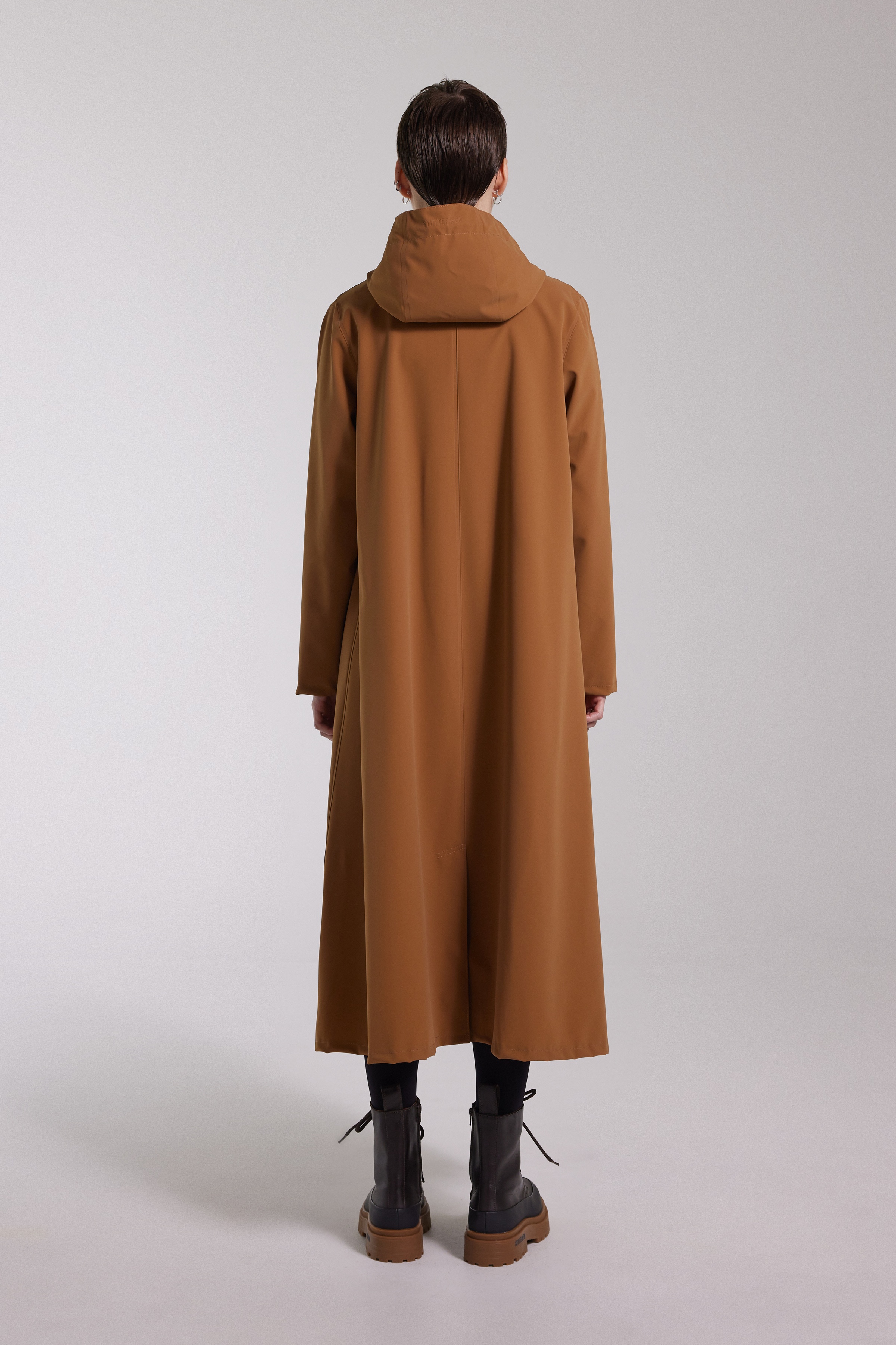 Mosebacke Long Lightweight Matte Zip Raincoat Cognac - 6