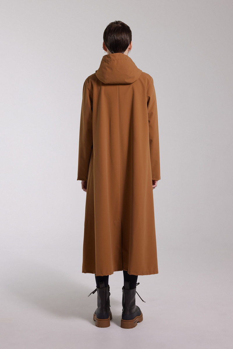 Mosebacke Long Lightweight Matte Zip Raincoat Cognac 6