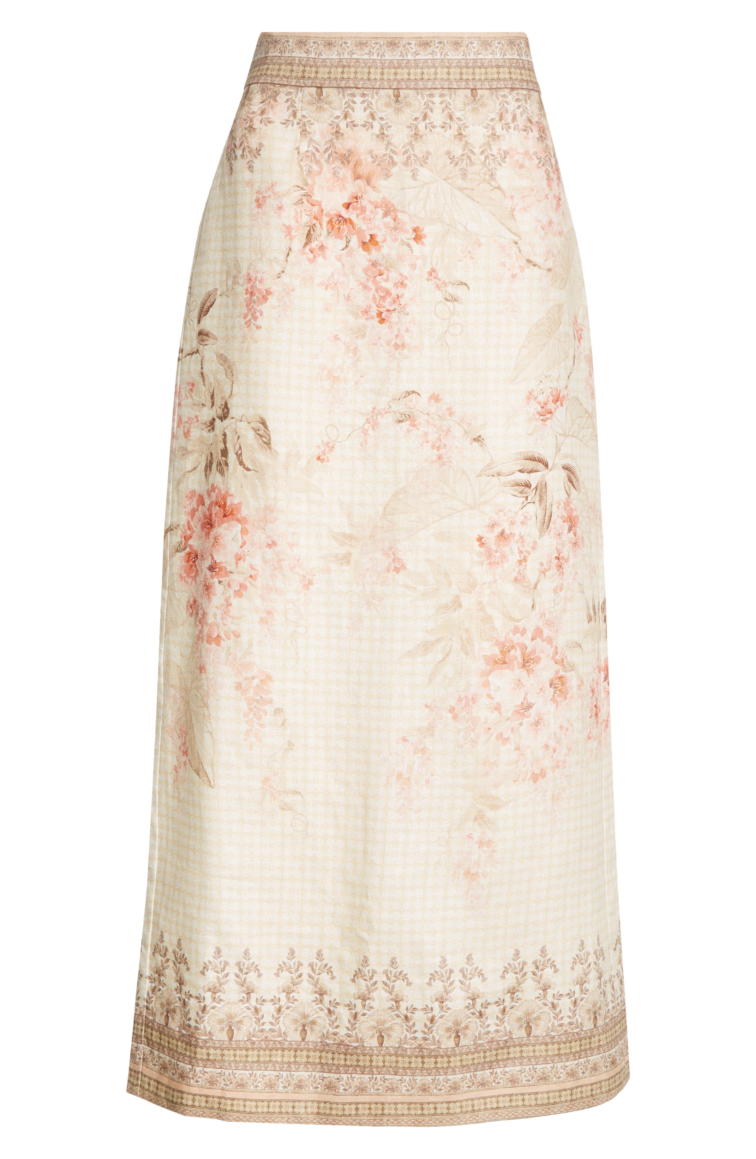 Zimmermann Tropical Floral Linen Pencil Skirt in Coral Floral at Nordstrom - 5