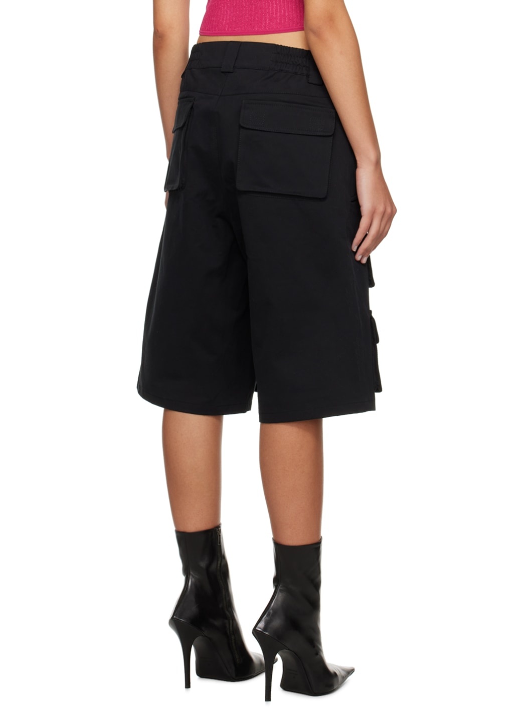 Black Four-Pocket Cargo Shorts - 3