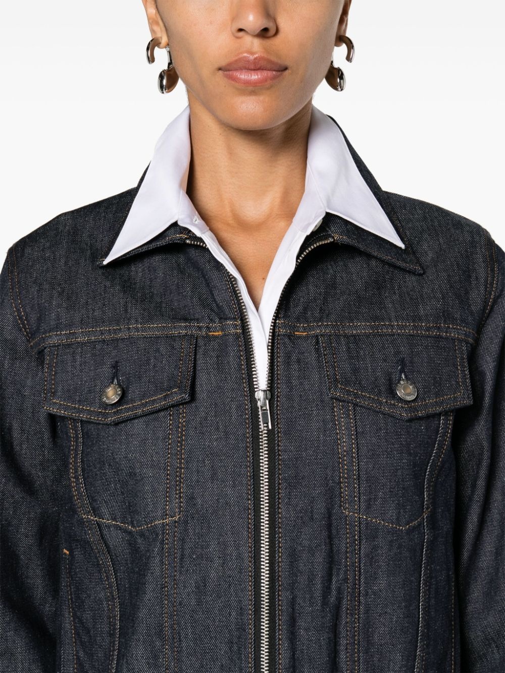 classic-collar denim jacket - 5