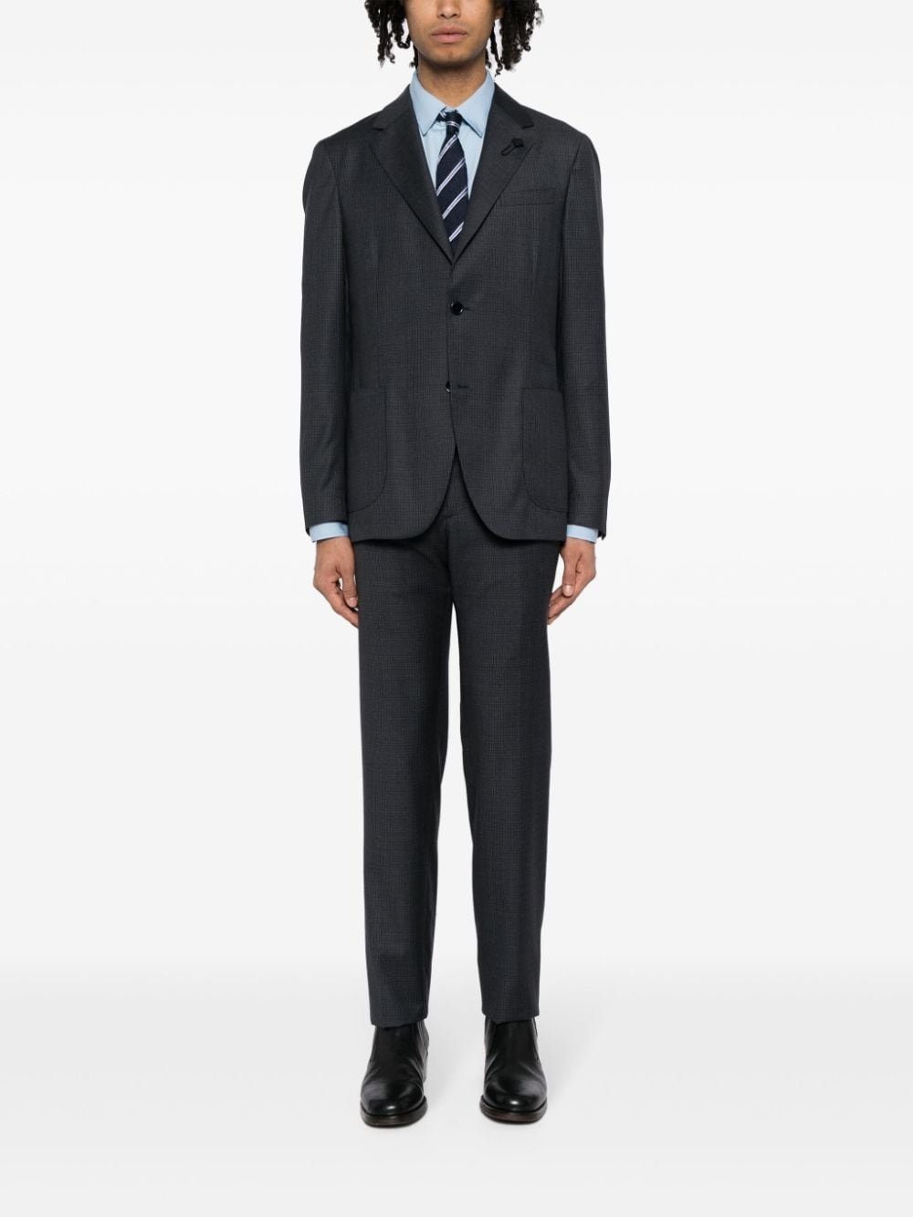 checked peak-lapels single-breasted suit - 2