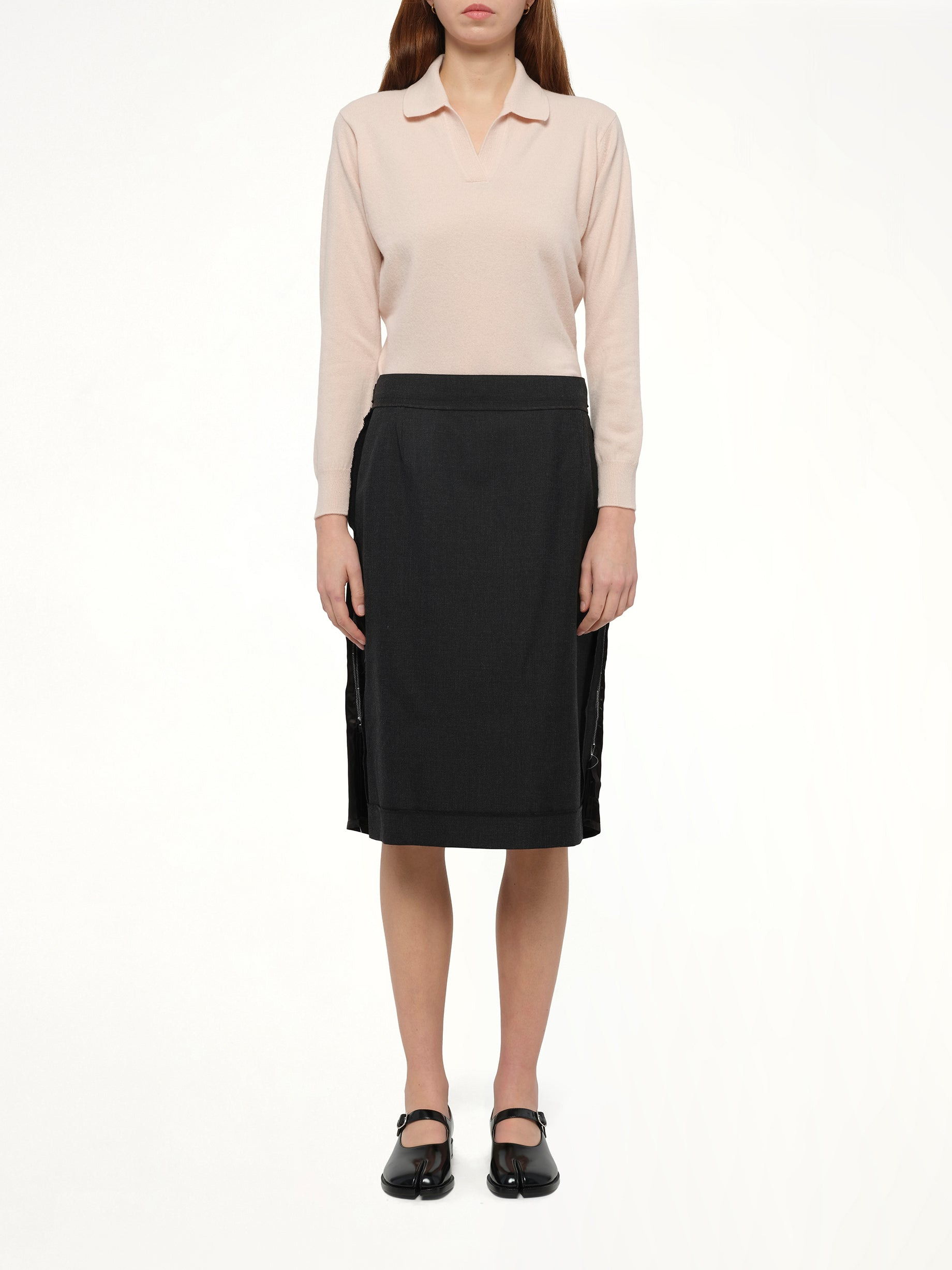 Midi Skirt in Carbon Melange/Black - 7