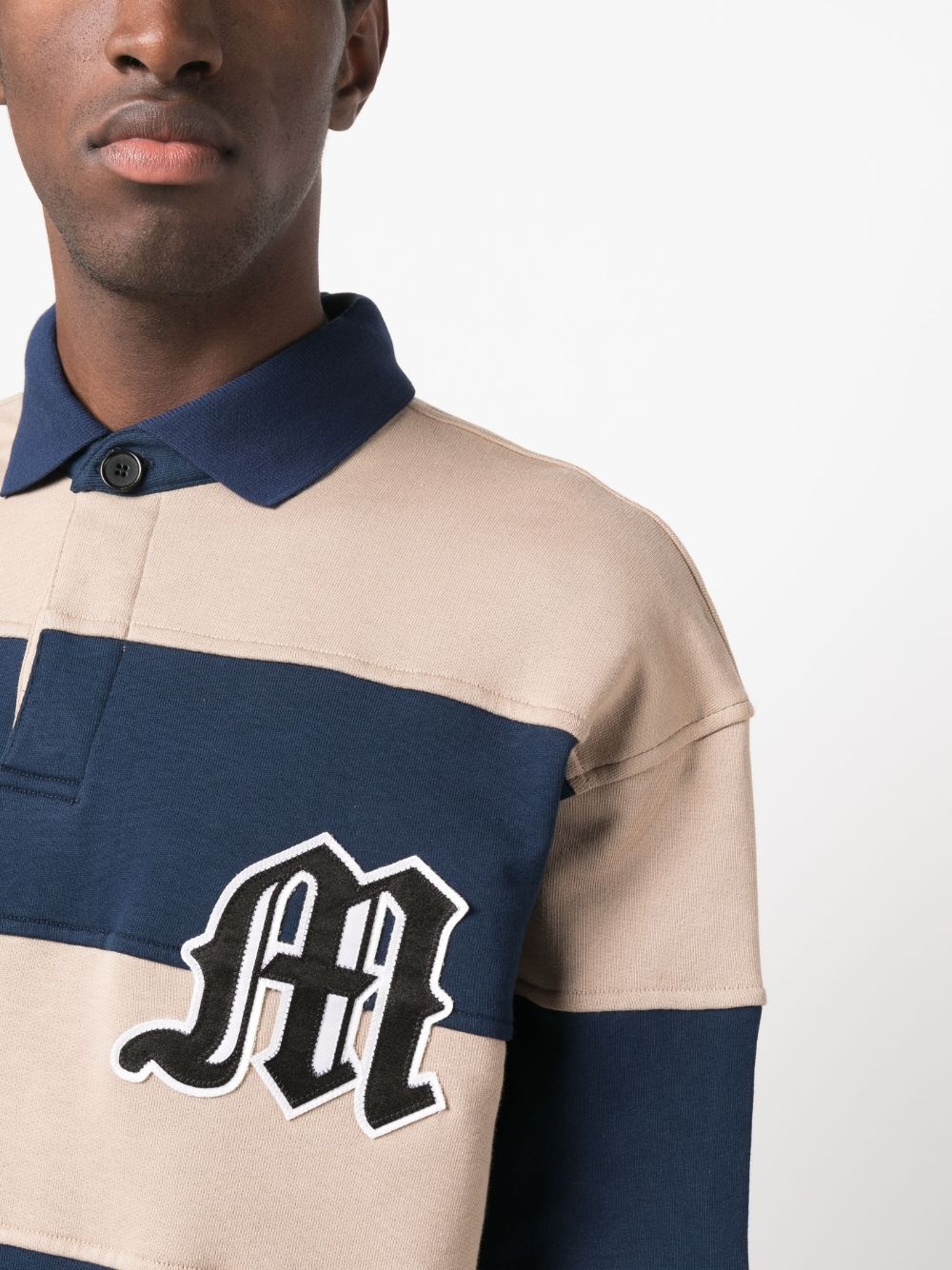 logo-patch striped polo sweatshirt - 5