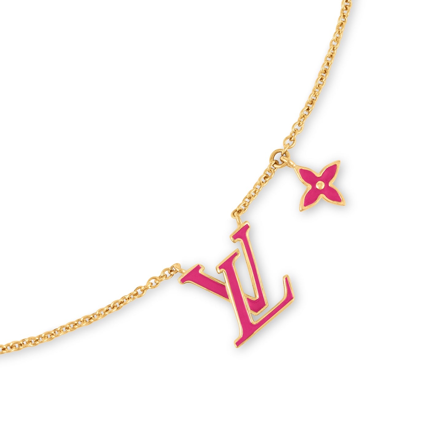 (WMNS) LOUIS VUITTON Iconic Enamel Necklace 'Gold Fuchsia' M01094 - 2