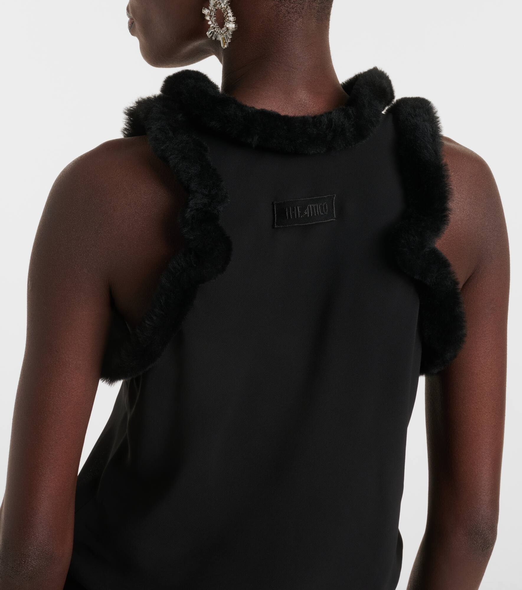 Faux fur-trimmed midi dress - 6