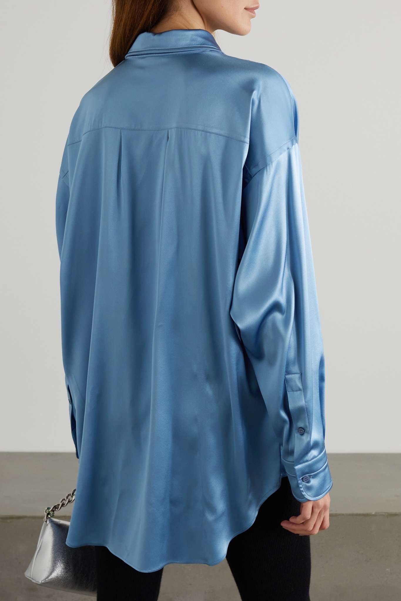 Oversized silk and Lyocell-blend satin shirt - 4