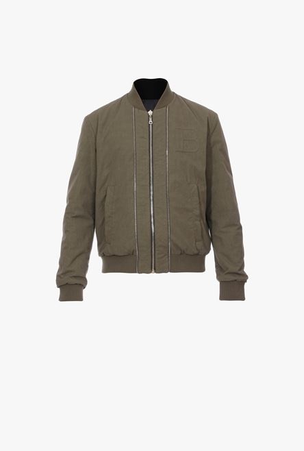 Reversible khaki cotton bomber jacket - 1