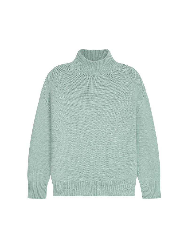 Men's Recycled Cashmere Turtleneck Sweater - Eucalyptus Blue 1
