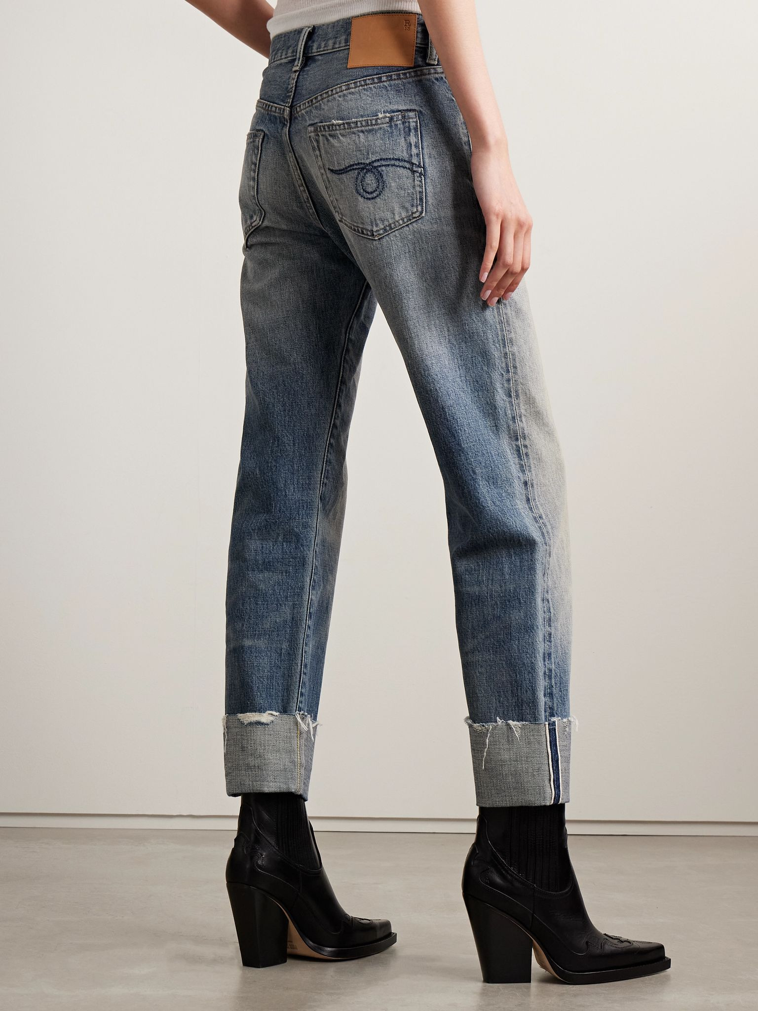 Romeo frayed low-rise straight-leg jeans Mid denim - 4