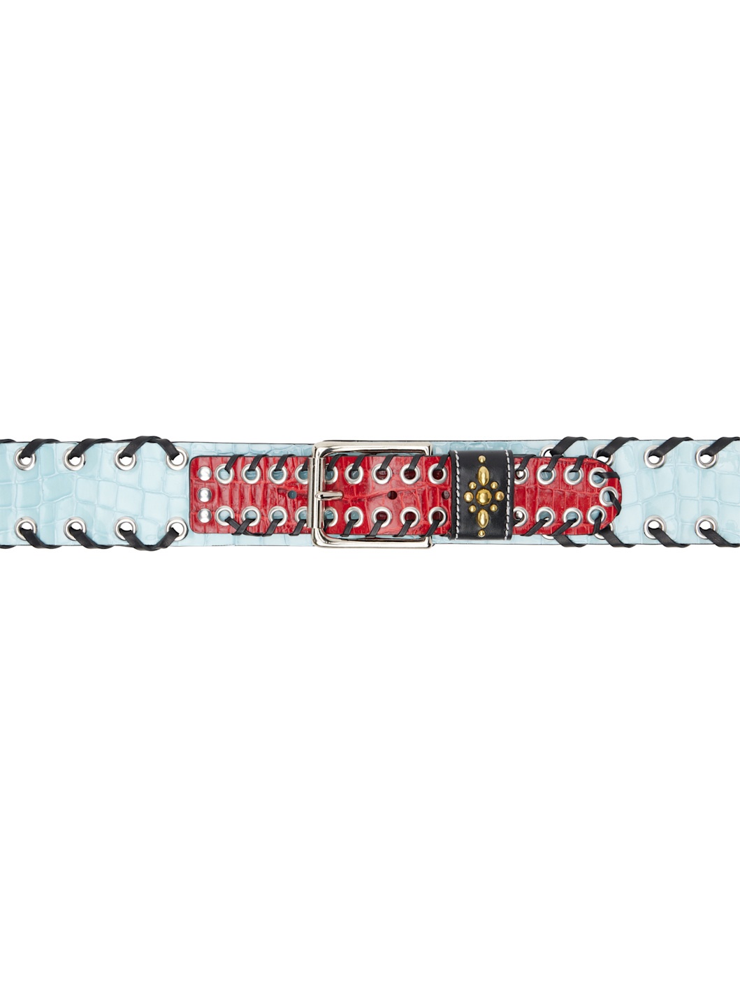 Blue & Red Carter Croc Trouser Belt - 1