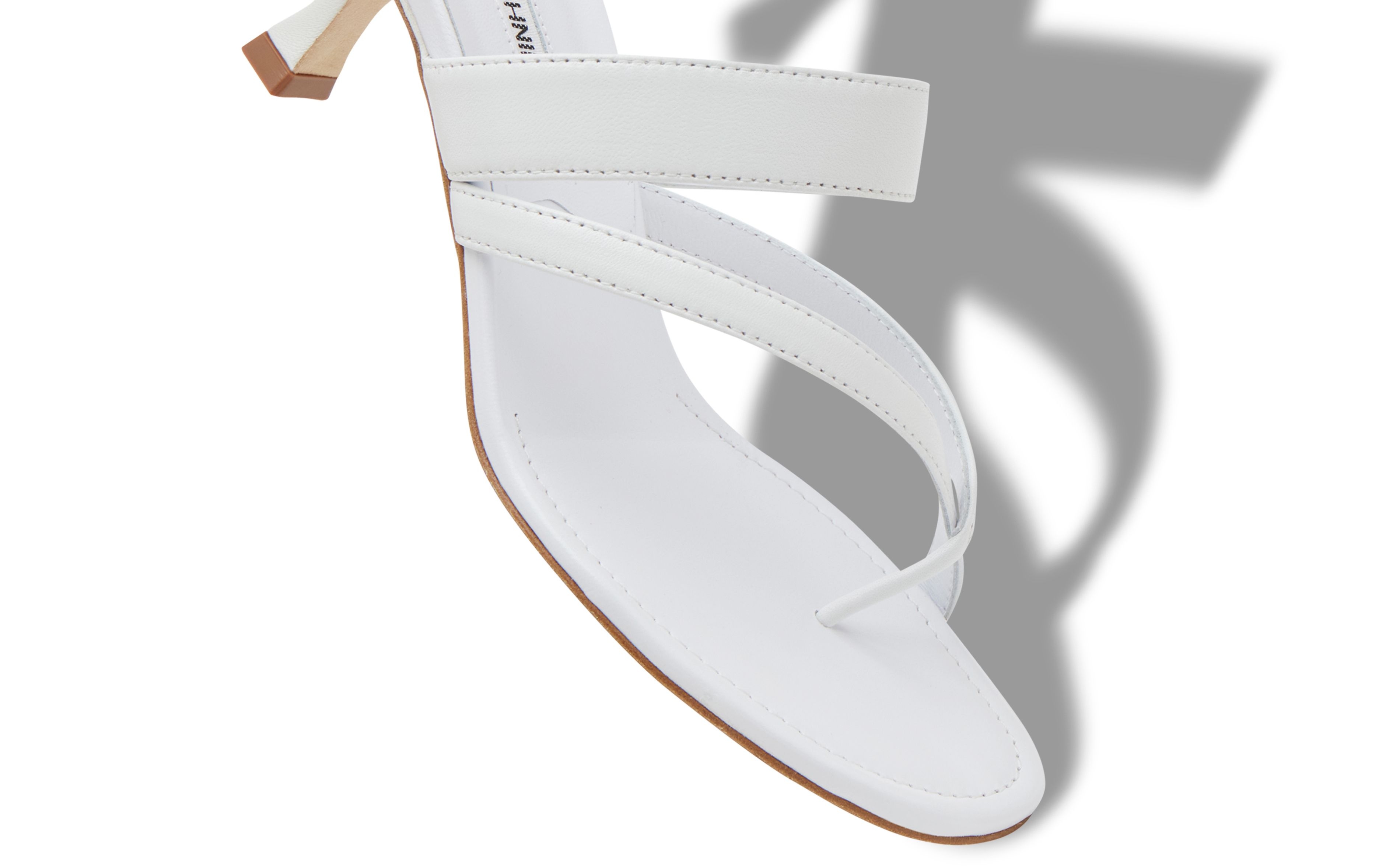 White Nappa Leather Crossover Strappy Mules - 4