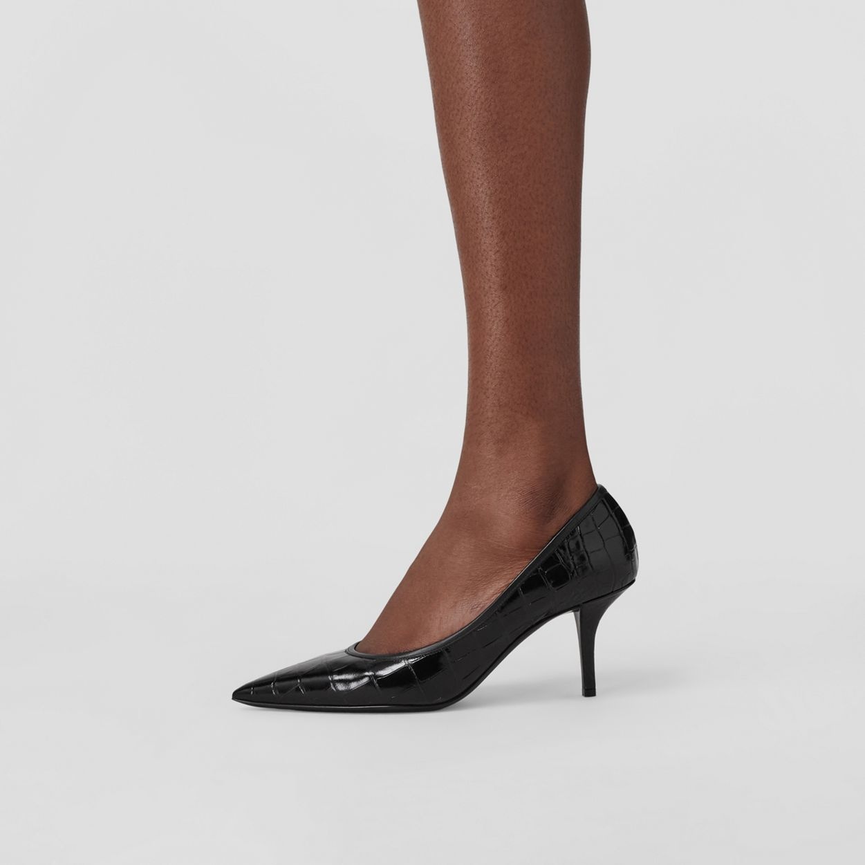 Embossed Leather Point-toe Pumps - 3