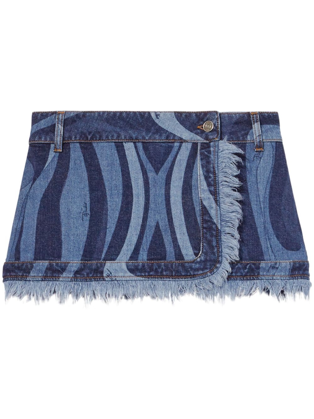 Marmo-print denim mini skirt - 1