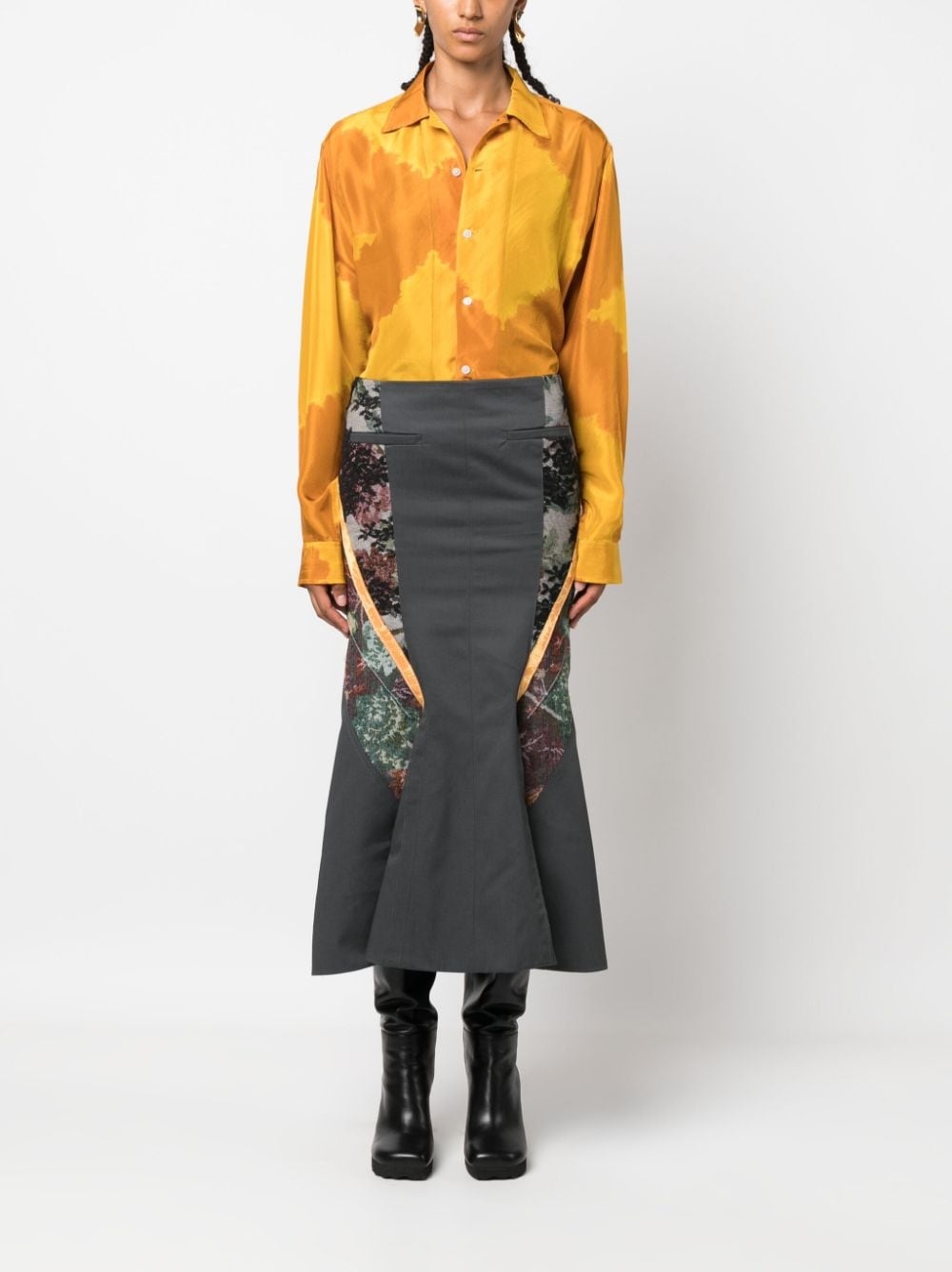 Regenerated Floral Tapestries flared skirt - 2