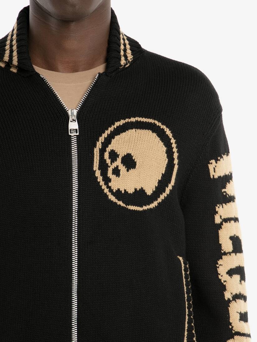 Mcqueen Graffiti Zipped Jumper in Black/beige - 5