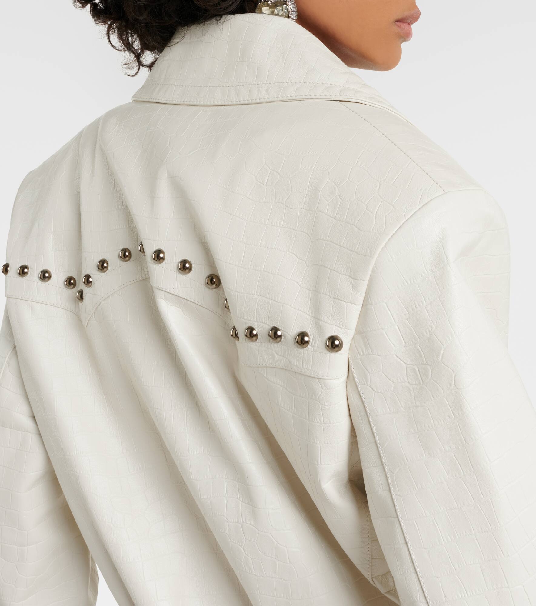 Croc-effect leather jacket - 7