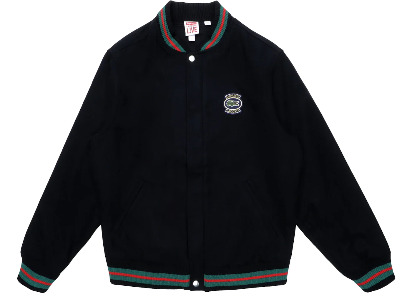 Supreme LACOSTE Wool Varsity Jacket Black - 1
