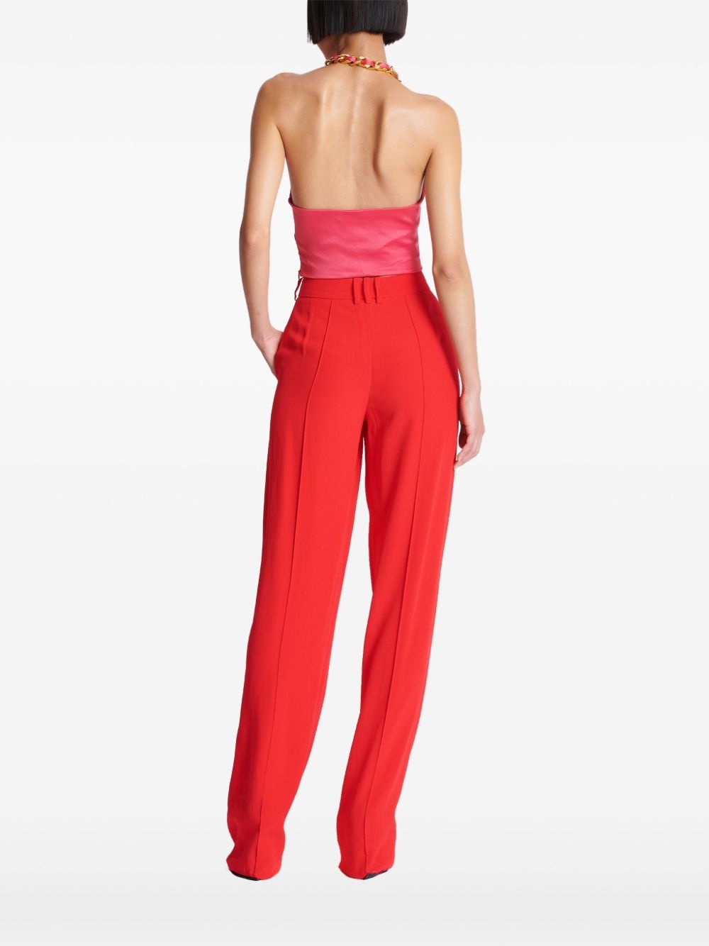 chain-strap silk-crepe top - 4