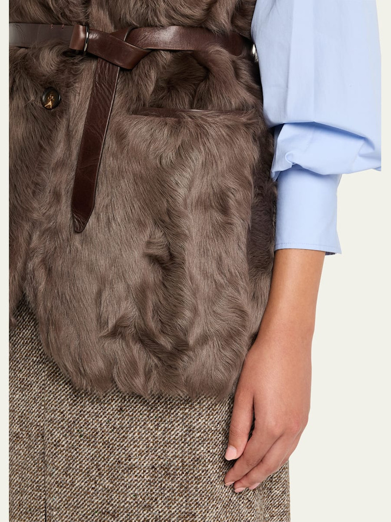 Brunello Cucinelli Capretta Lamb Shearling Belted Vest outlook