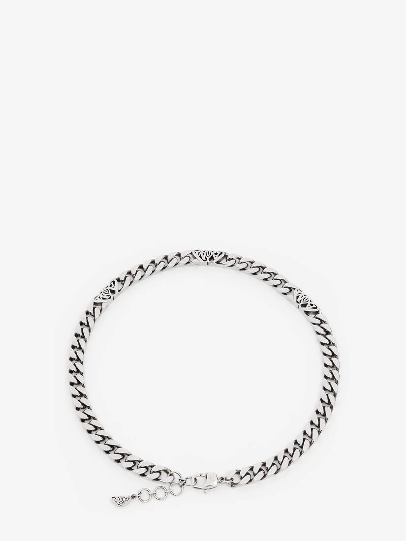 Men's Seal Logo Chain Choker in Antique Silver - 3