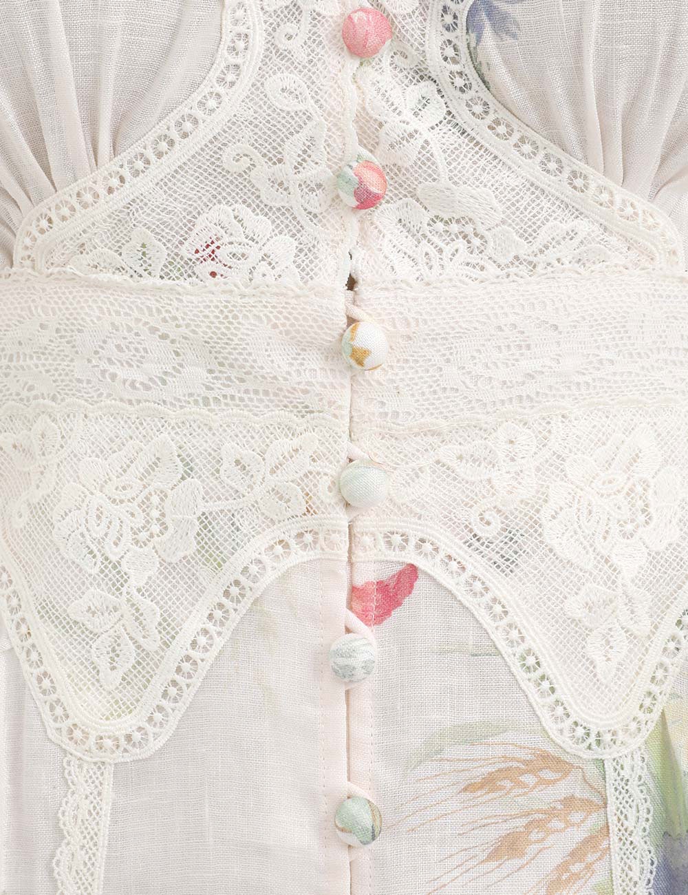 【Zimmermann】LUCKY PLUNGE MIDI DRESS プランジ ミディドレス Lucky Plunge Midi Dress Cream/Blue Floral Online | Zimmermann
