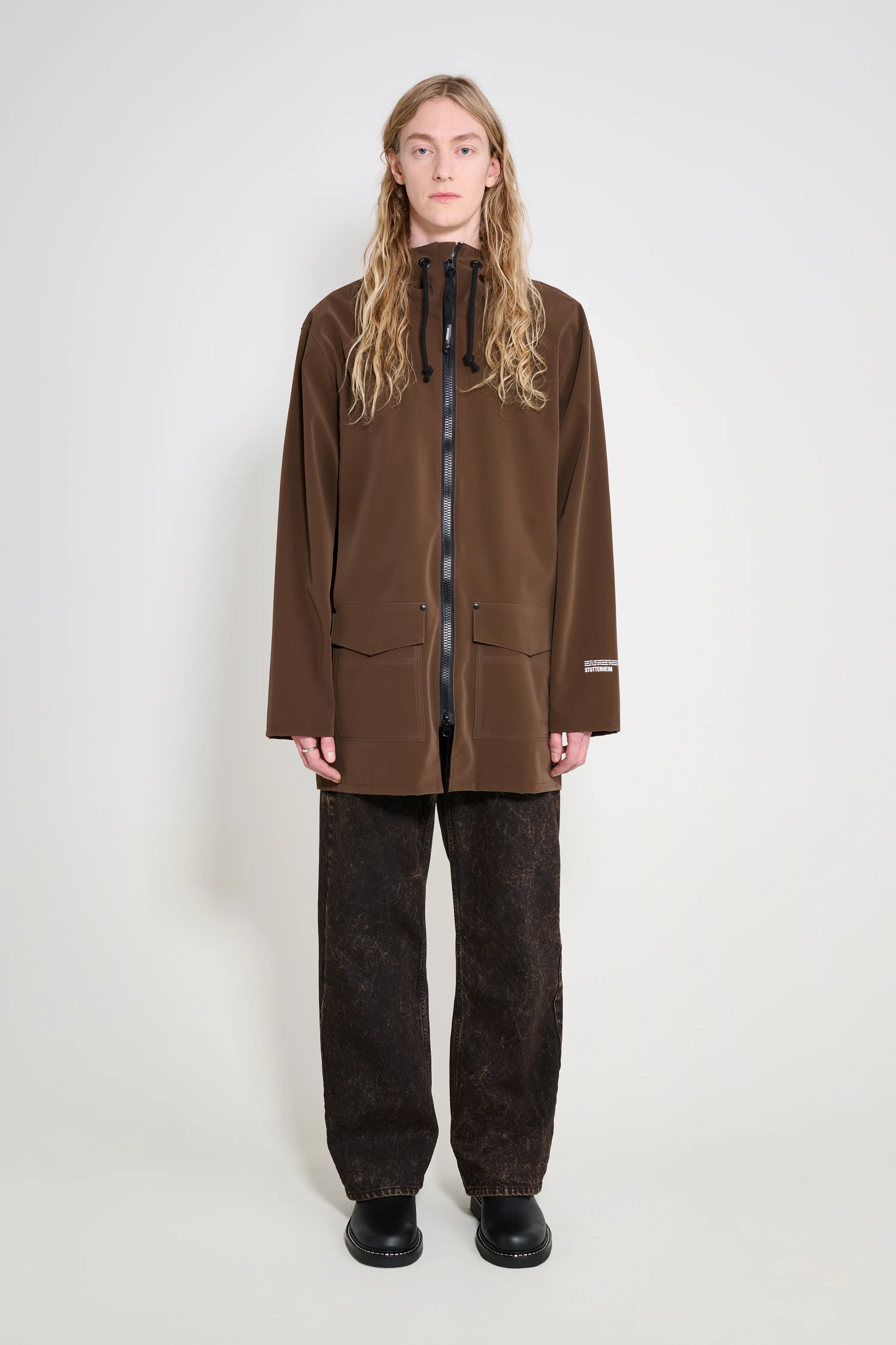 Stockholm Patch Raincoat Dark Brown - 1