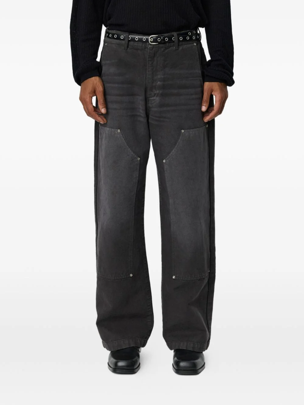 panelled canvas trousers - 1