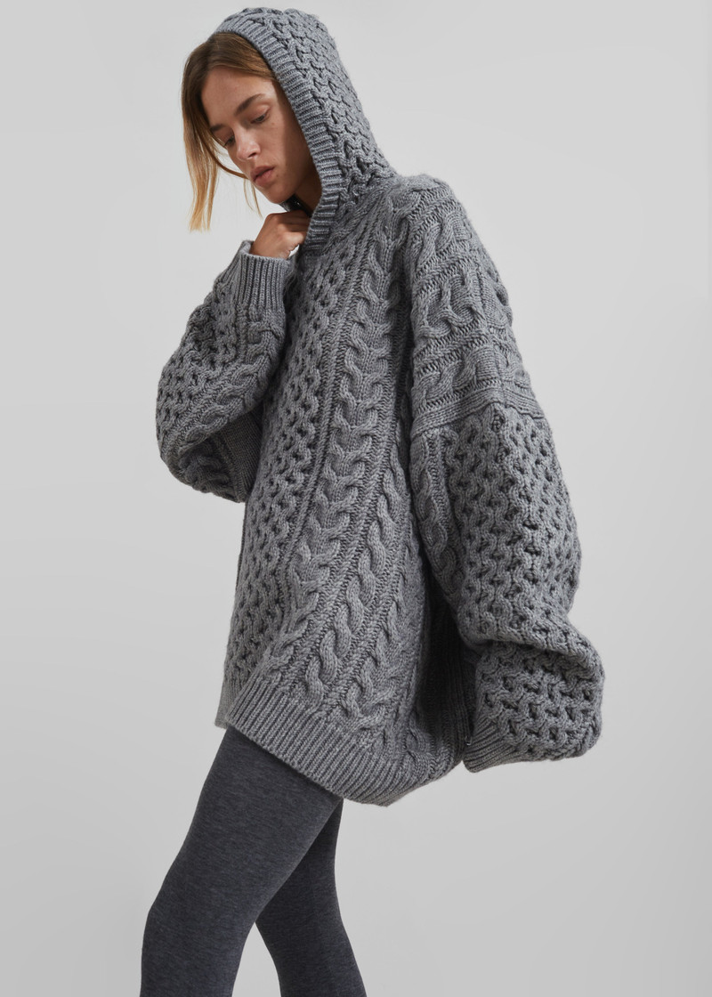 Adare Braided Knit Hoodie - Grey 3
