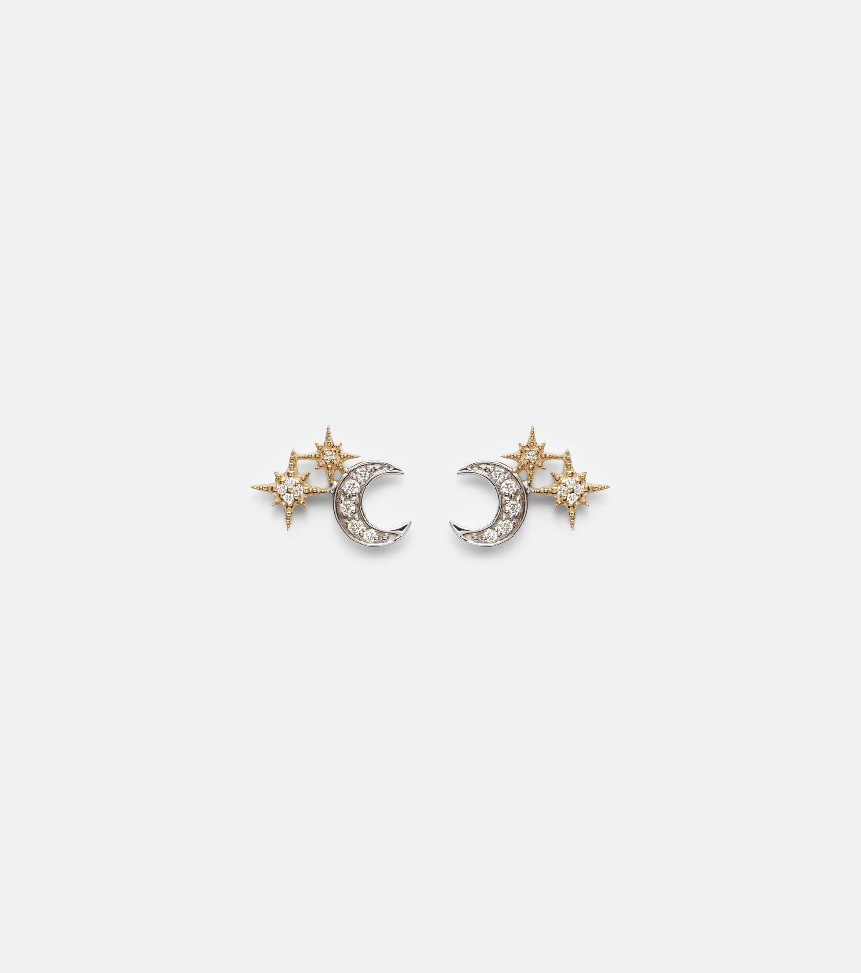 Moon 14kt gold earrings with diamonds - 1