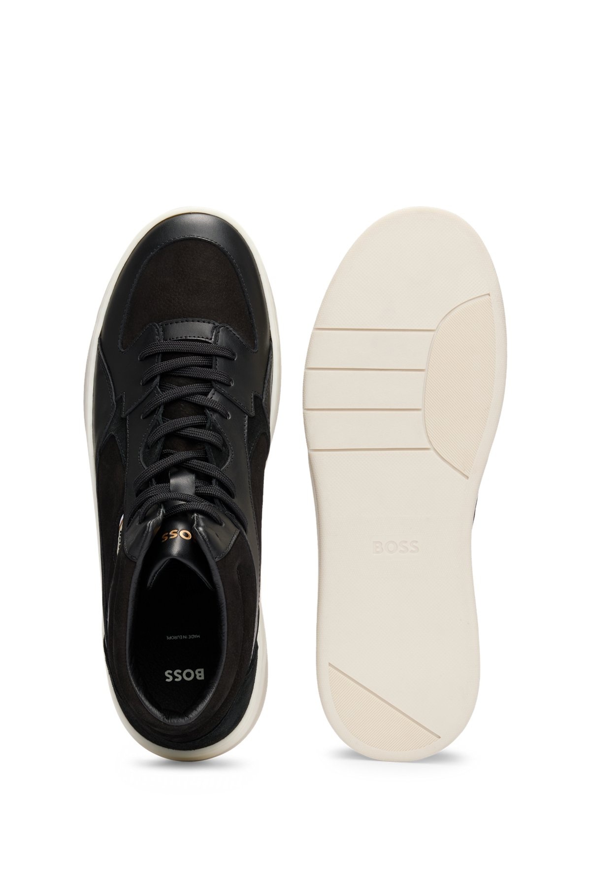 HIGH-TOP TRAINERS IN MIXED LEATHERS - 4