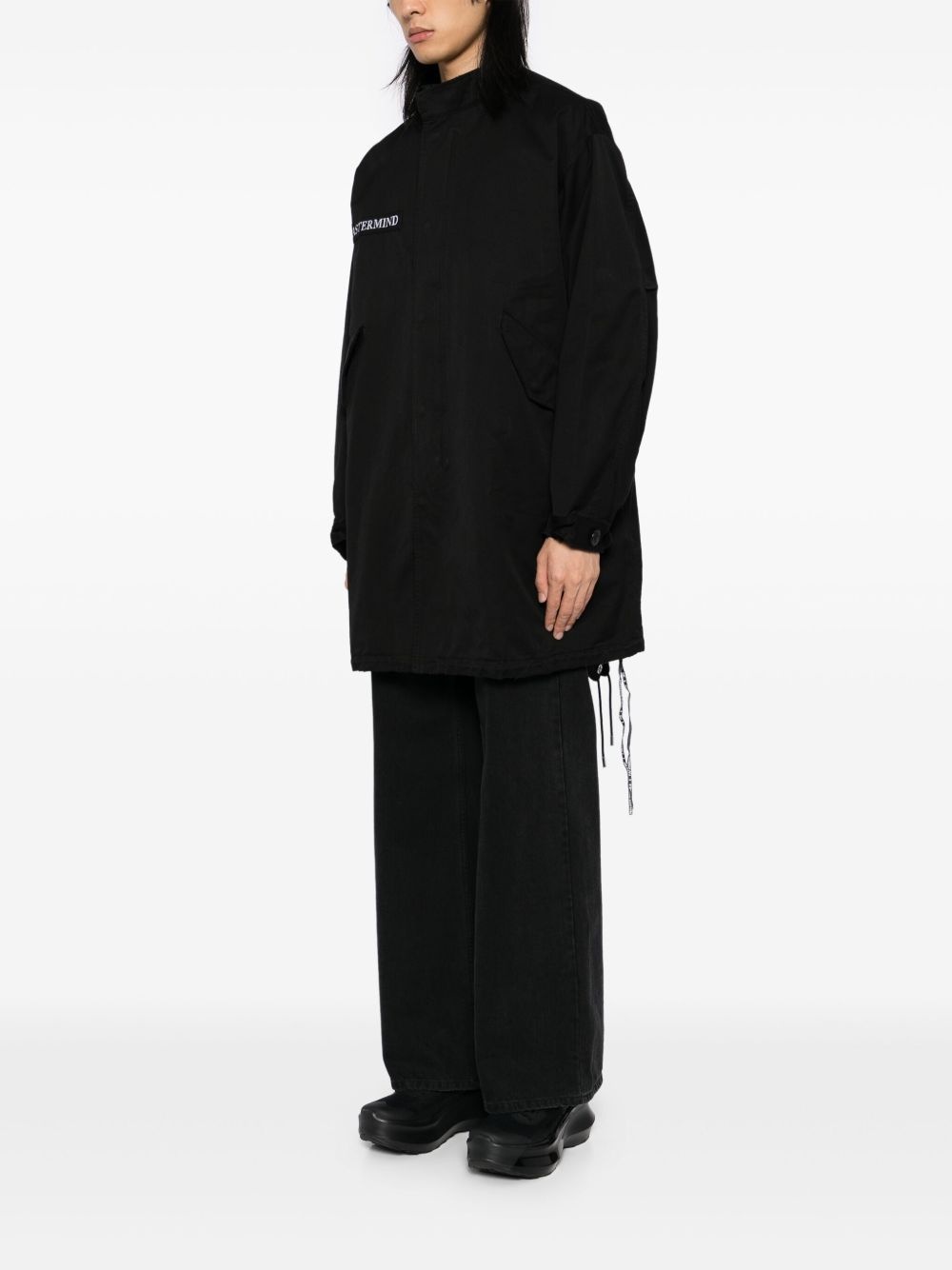 logo embroidery parka coat - 3
