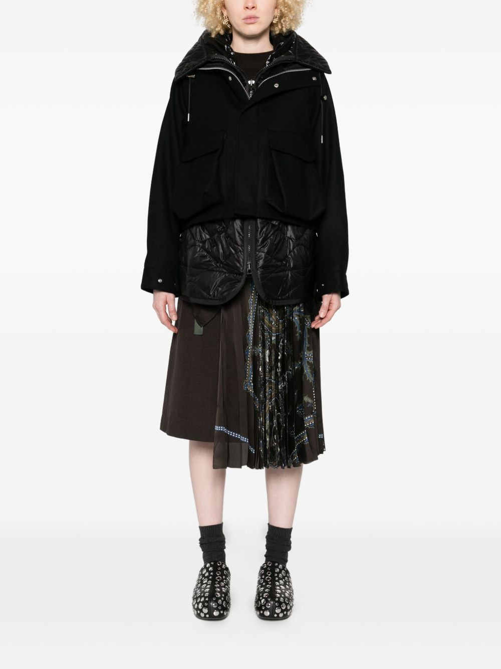 hooded quilted panel jacket - 2