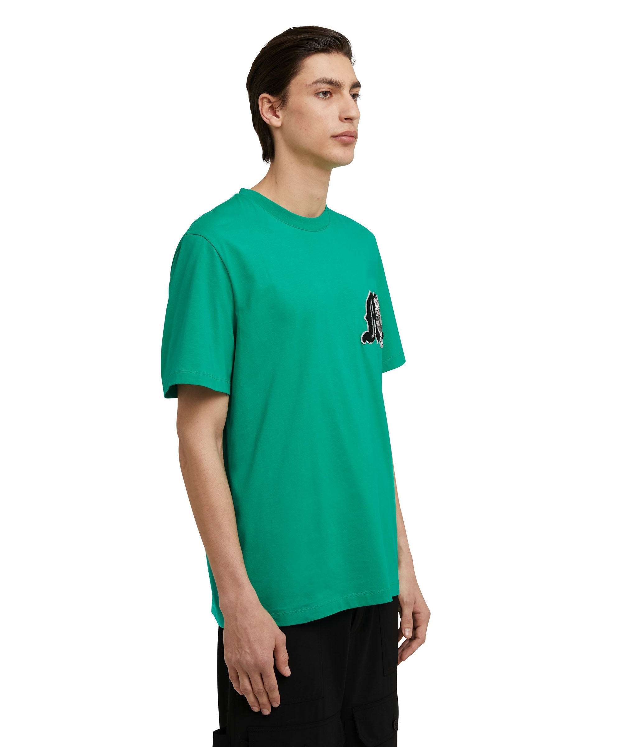 Cotton crewneck t-shirt with MSGM "M" mascot patch - 4