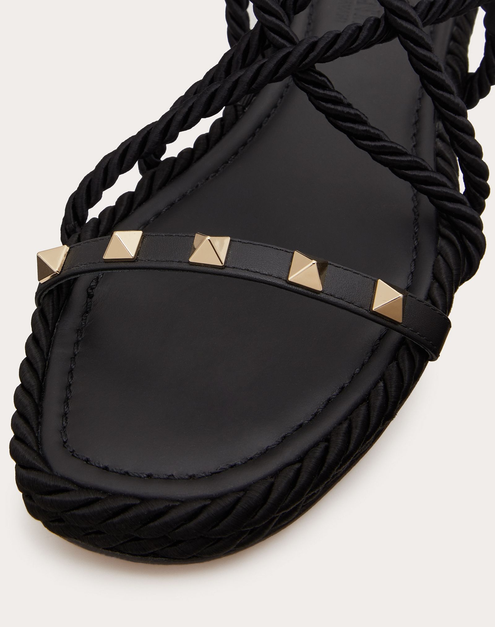 Rockstud Flat Ankle Strap Calfskin Sandal - 5