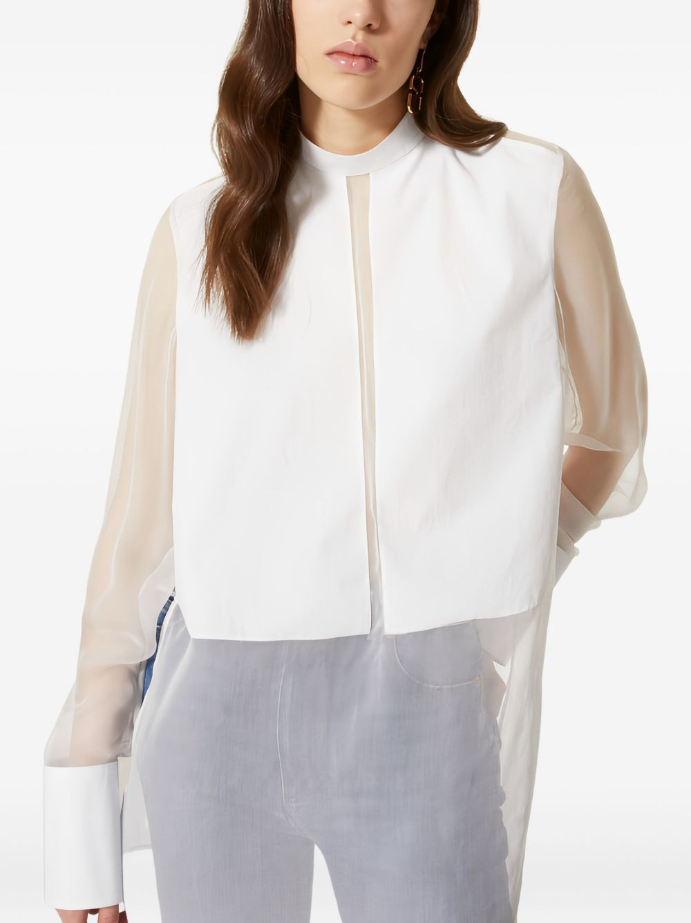 panelled silk shirt - 5
