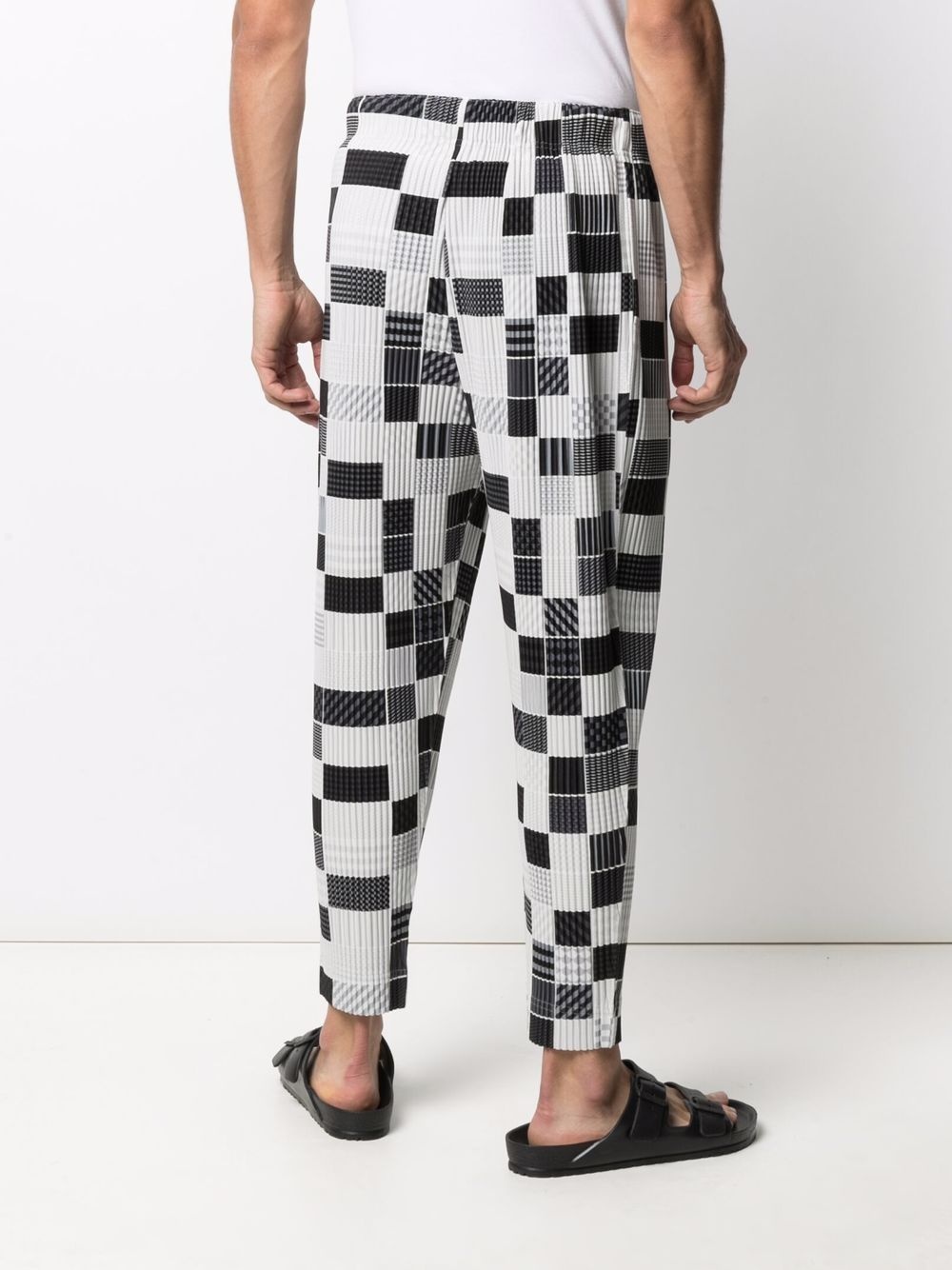 pleated check-print trousers - 4