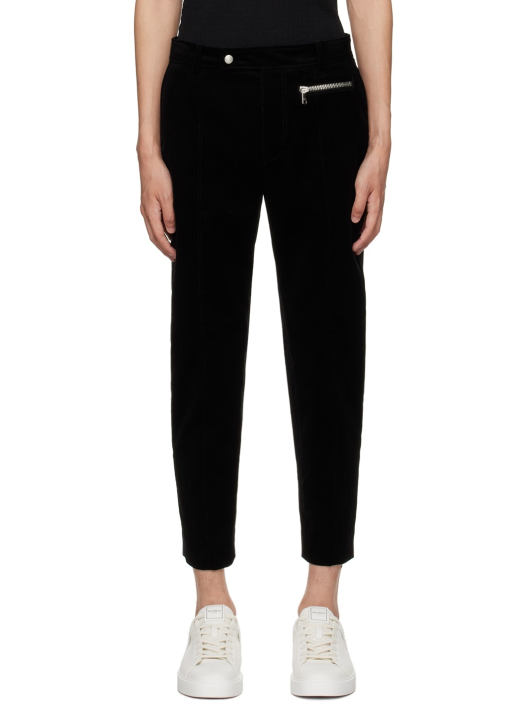 Black Paneled Trousers - 1
