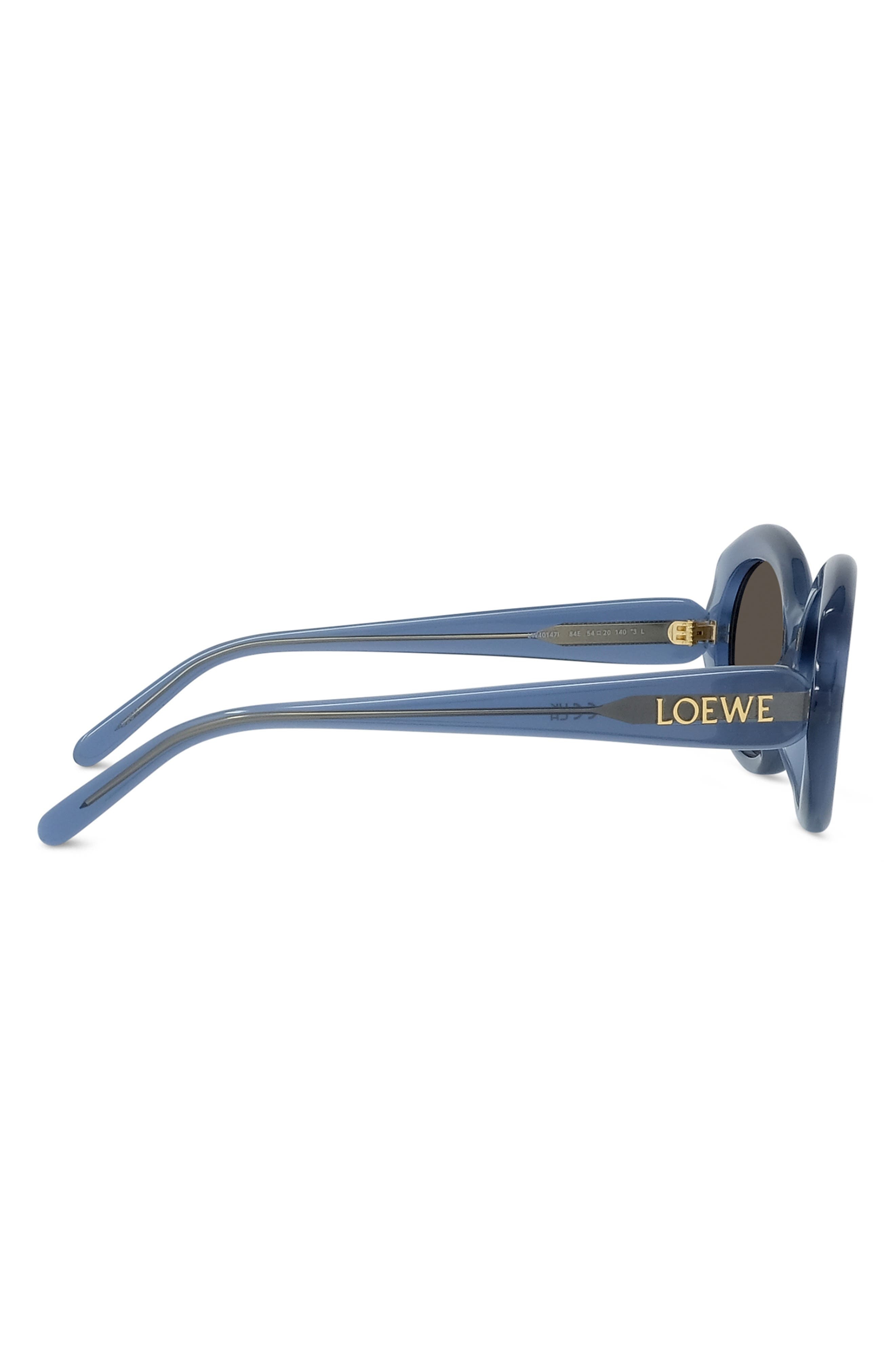 Loewe Thin Mini 54mm Oval Sunglasses in Shiny Light Blue /Brown at Nordstrom - 3