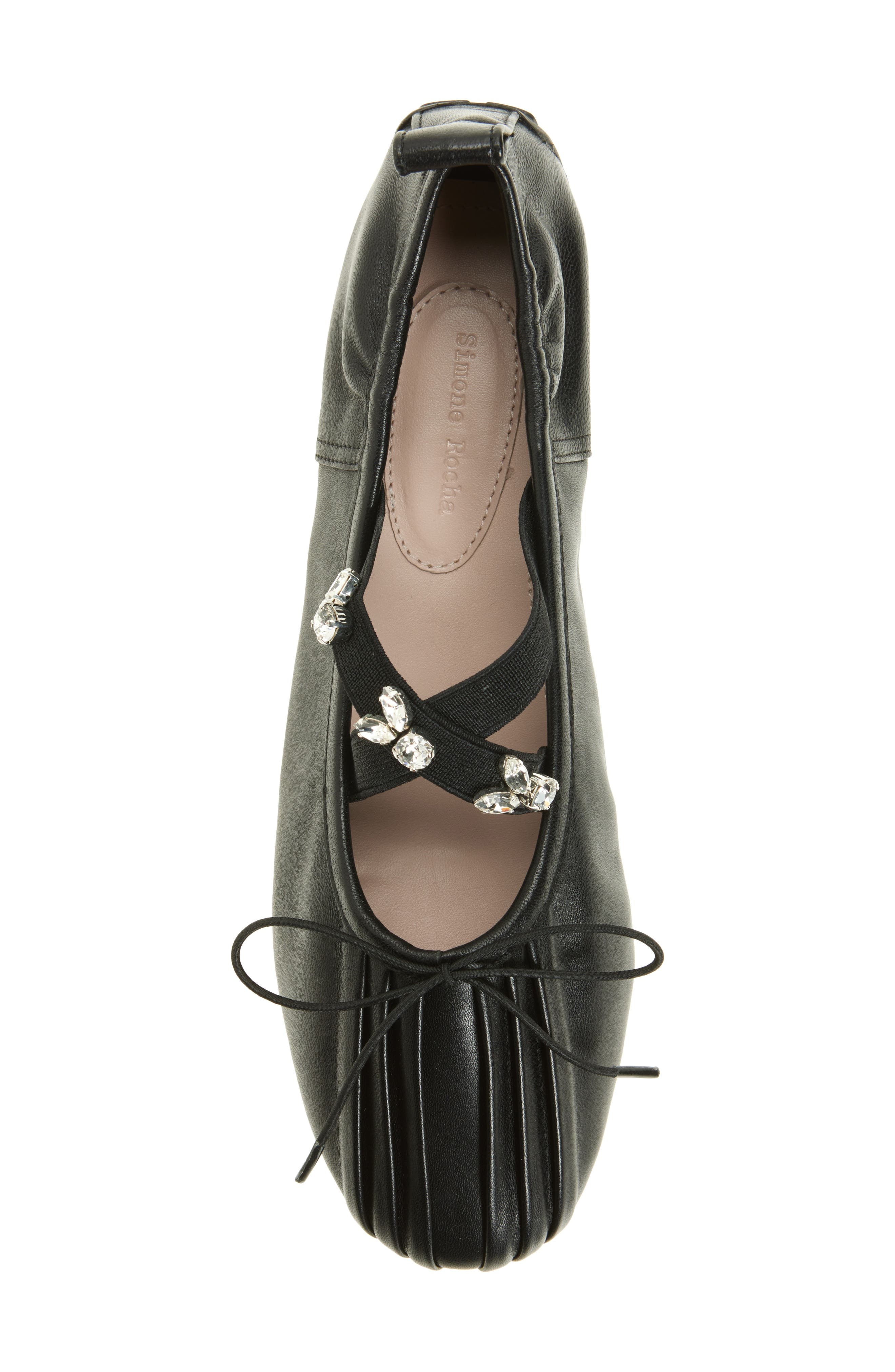 Simone Rocha Crystal Embellished Mary Jane Ballerina Flat in Black/Clear at Nordstrom - 4