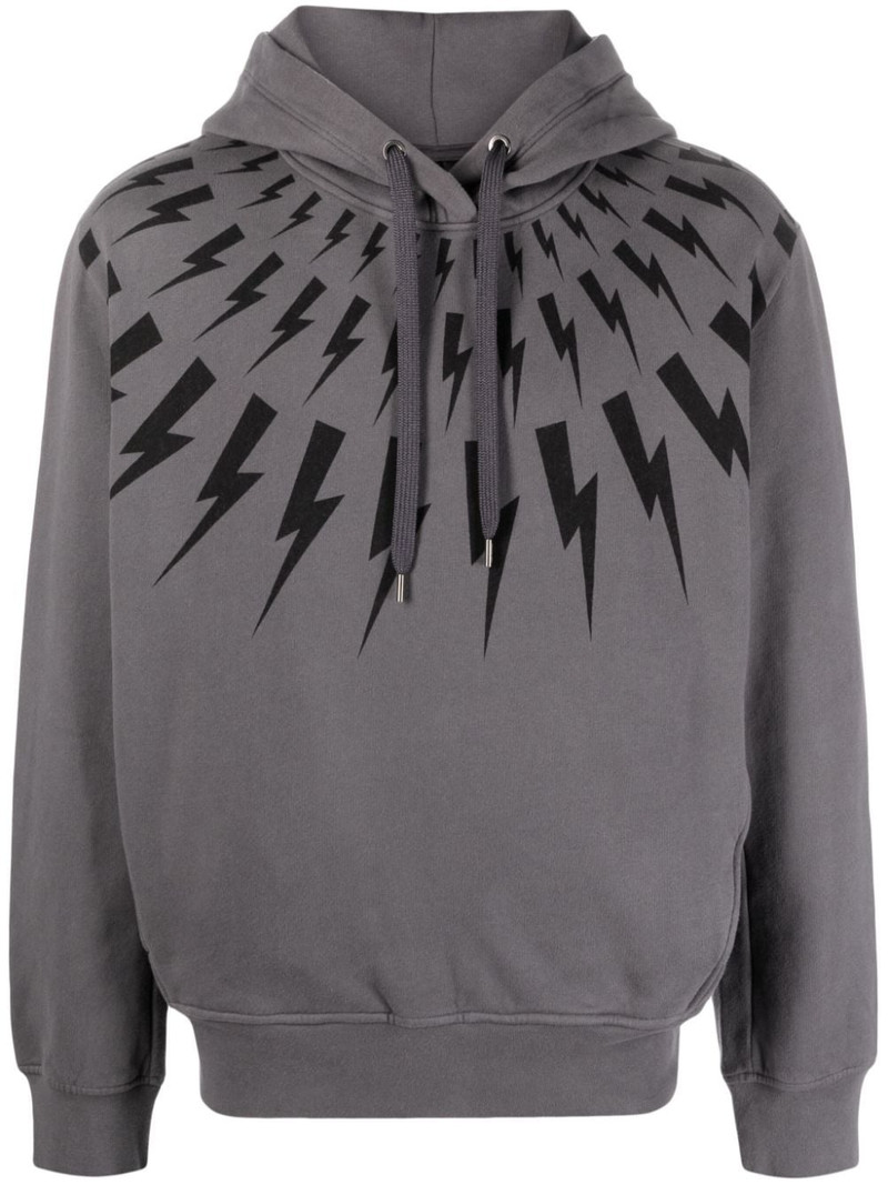 Thunderbolt-print cotton hoodie 1