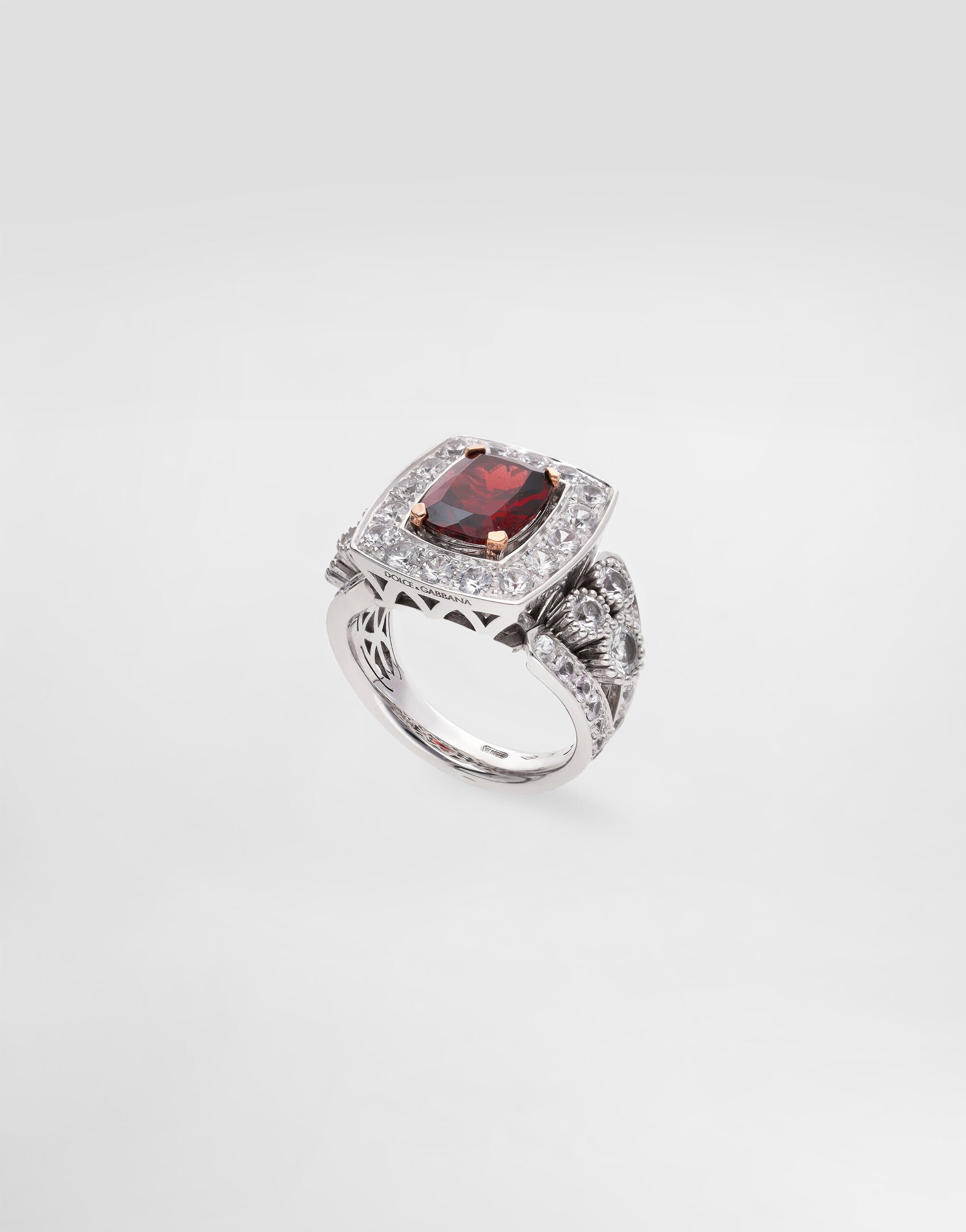 Eleganza Ring 18-carat white and rose gold, garnet, and sapphires - 2
