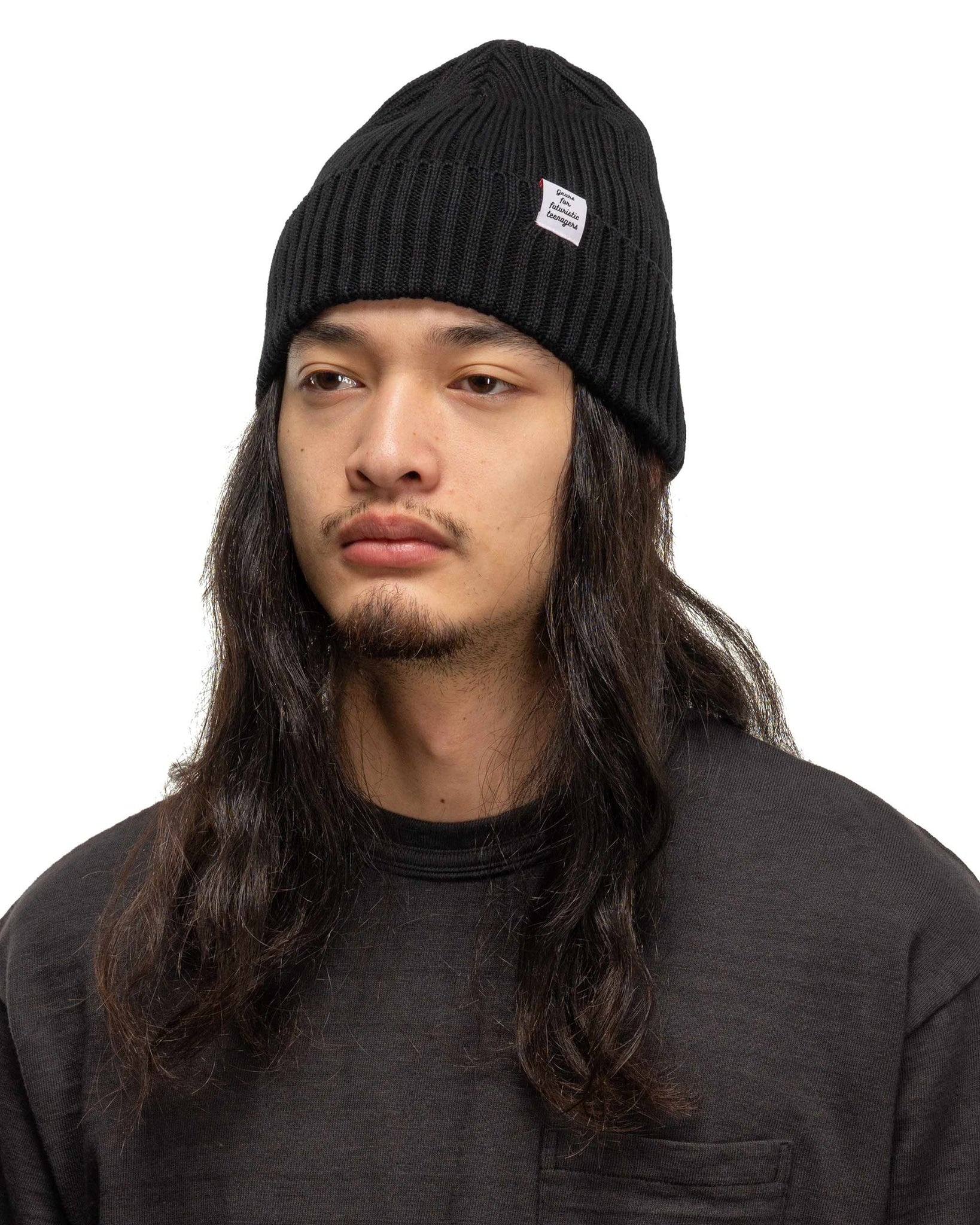 Cotton RIB Beanie Black - 2