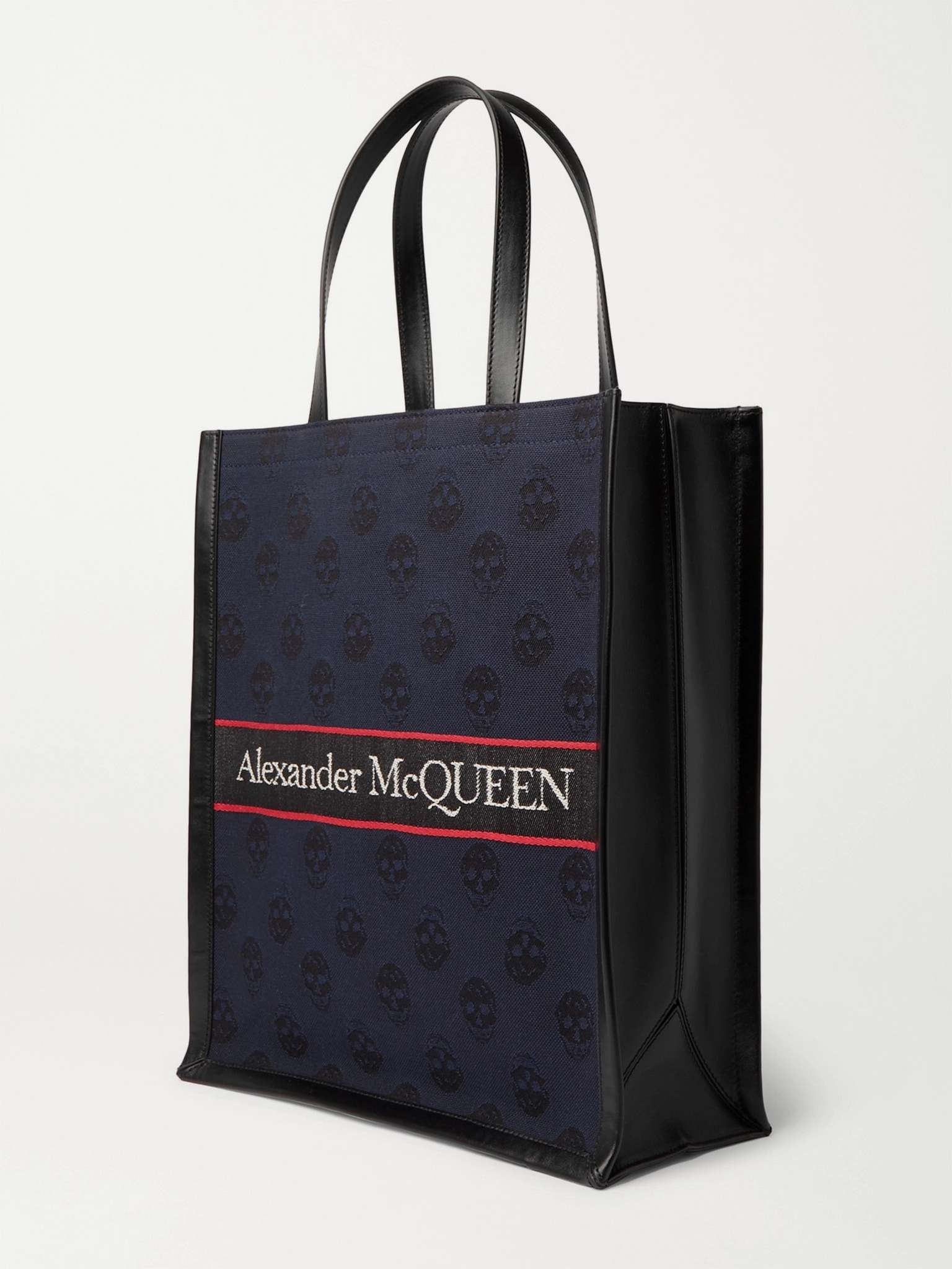 Logo-Jacquard Leather Tote Bag - 4